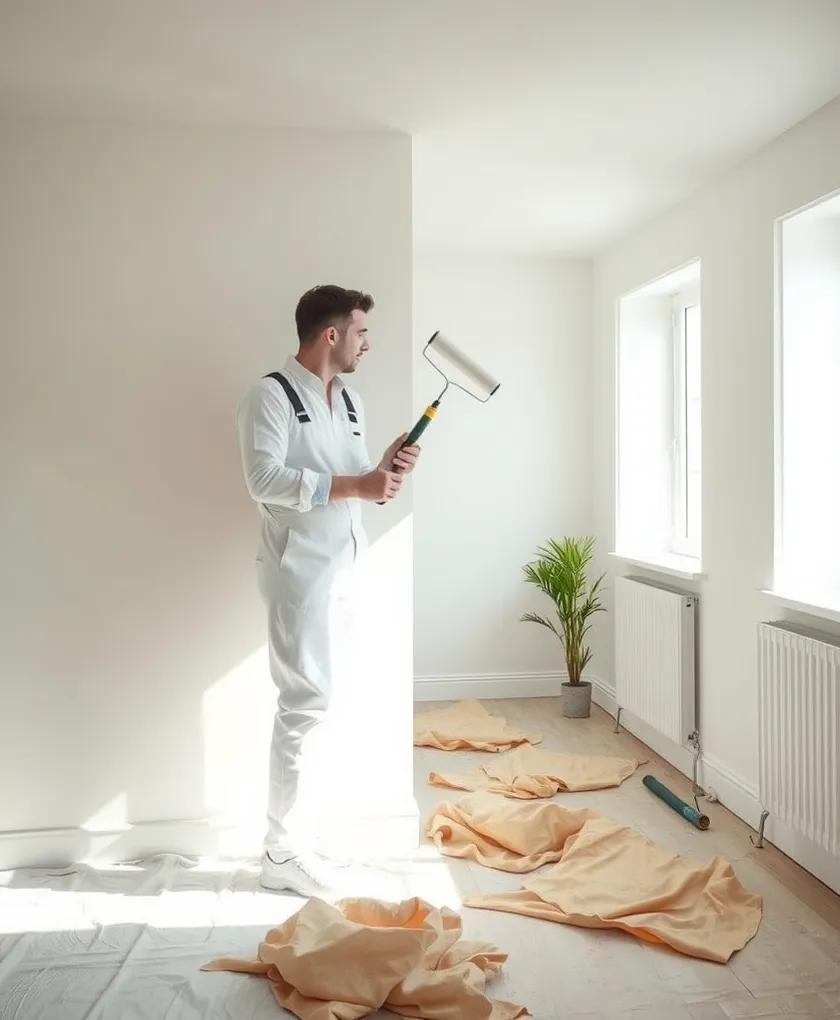 Peintre en bâtiment au travail dans les Bouches-du-Rhône